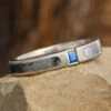 Authentic Meteorite Ring With Blue Sapphire