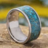 Mens Wedding Band Titanium Ring With Crushed Turquoise 1 Mens Wedding Band Titanium Ring With Crushed Turquoise -Johan Jewelry Shop E2229ArtCropped 2
