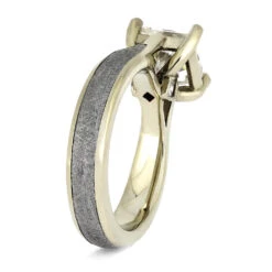 Brilliant Cut Moissanite And Meteorite Engagement Ring 11 Brilliant Cut Moissanite And Meteorite Engagement Ring -Johan Jewelry Shop E2251New 3