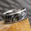 Black And White Composite Mokume Gane Ring With Titanium Band -Johan Jewelry Shop E2265ArtCropped 5