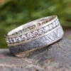 Meteorite And Moissanite Eternity Band In Polished Gold -Johan Jewelry Shop E2269ArtCropped 3