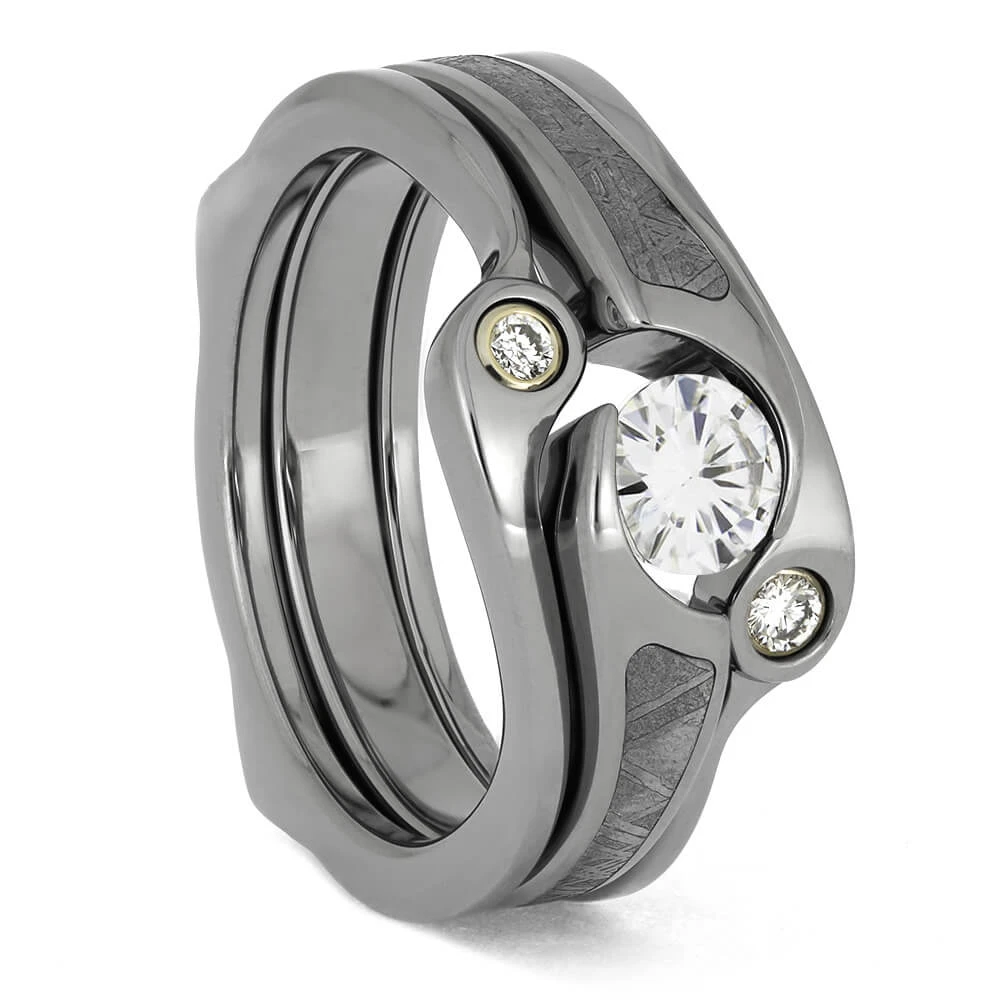 Meteorite Bridal Set With Titanium Ring Guard 4 Meteorite Bridal Set With Titanium Ring Guard - Image 2