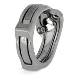Meteorite Bridal Set With Titanium Ring Guard 11 Meteorite Bridal Set With Titanium Ring Guard -Johan Jewelry Shop E2275 5319 2