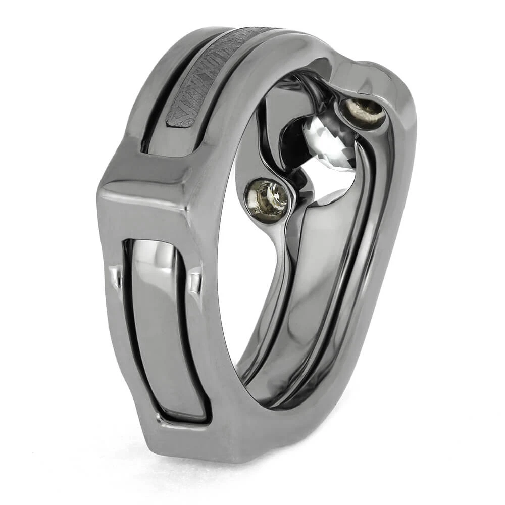 Meteorite Bridal Set With Titanium Ring Guard 5 Meteorite Bridal Set With Titanium Ring Guard - Image 3
