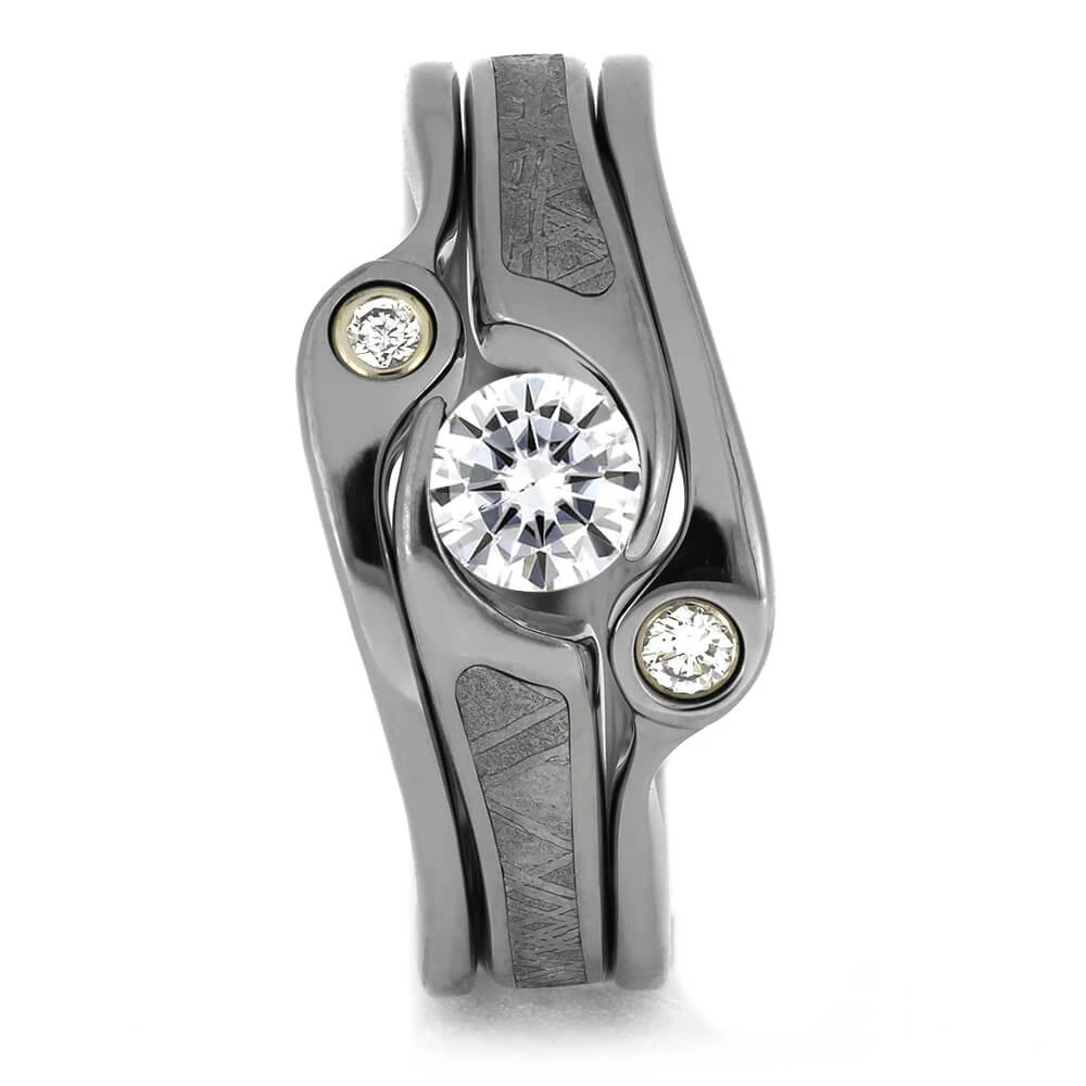 Meteorite Bridal Set With Titanium Ring Guard 6 Meteorite Bridal Set With Titanium Ring Guard - Image 4