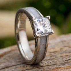 Antler Engagement Ring With Princess Cut Stone -Johan Jewelry Shop E2341ArtNovemberCropped 2