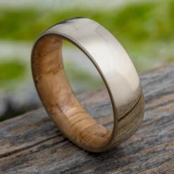 7mm Solid Gold Ring With Wood Inside