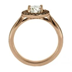 Rose Gold Halo Engagement Ring With Meteorite -Johan Jewelry Shop E2407RG 4
