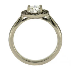 Halo Moissanite Engagement Ring, White Gold Ring With Meteorite -Johan Jewelry Shop E2407WG 4