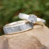 Solid White Gold Meteorite Wedding Ring Set 2 Solid White Gold Meteorite Wedding Ring Set -Johan Jewelry Shop E2436WG14 1159WG14ArtCropped 1 6