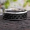 Carbon Fiber Wedding Band, Beveled Titanium Ring 2 Carbon Fiber Wedding Band, Beveled Titanium Ring -Johan Jewelry Shop E2478ArtCropped 1
