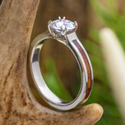 Antler Prong Moissanite Engagement Ring With Wood Inlay 13 Antler Prong Moissanite Engagement Ring With Wood Inlay -Johan Jewelry Shop E2502WGArtCropped 9 10