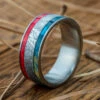 Red And Blue Box Elder Burl Wood Ring With Meteorite 1 Red And Blue Box Elder Burl Wood Ring With Meteorite -Johan Jewelry Shop E2518ArtCropped 1