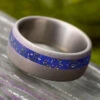 Dark Blue Stardust™ And Sandblasted Titanium Wedding Band -Johan Jewelry Shop E2563BLArtCropped 8