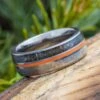 Dinosaur Meteorite Ring With Orange Enamel Pinstripe -Johan Jewelry Shop E2570ORArtAprilCropped 4