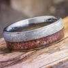 Tungsten Ring With Meteorite & Fossilized Dinosaur Bone -Johan Jewelry Shop E2605CRArtCropped 2