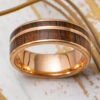 Solid Gold Wood Men's Wedding Ring With Thin Pinstripe -Johan Jewelry Shop E2614ArtAugustCropped 5