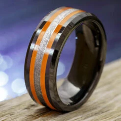 Black & Orange Ring With Genuine Meteorite 13 Black & Orange Ring With Genuine Meteorite -Johan Jewelry Shop E2630ArtSeptemberCropped 3
