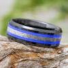 Black & Blue Ring With Genuine Meteorite -Johan Jewelry Shop E2630BLArtAprilCropped 4