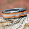 Black & Orange Ring With Genuine Meteorite 2 Black & Orange Ring With Genuine Meteorite -Johan Jewelry Shop E2630ORArtAprilCropped 2
