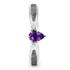 Pear Cut Amethyst Engagement Ring With Meteorite -Johan Jewelry Shop E2708Gibeon 2