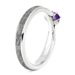 Pear Cut Amethyst Engagement Ring With Meteorite -Johan Jewelry Shop E2708Gibeon 3