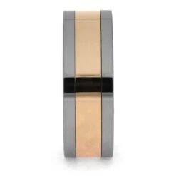 All-Metal Tungsten Ring With Rose Gold Inlay -Johan Jewelry Shop E2713TU FP RG 2