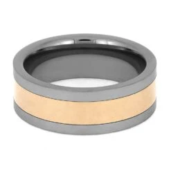 All-Metal Tungsten Ring With Rose Gold Inlay -Johan Jewelry Shop E2713TU FP RG 4