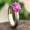 Custom Pink Topaz Ring, Meteorite And Gold Engagement Ring -Johan Jewelry Shop E2721WGArtCropped 4