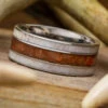 Thick Wedding Band With Dinosaur Bone And Deer Antler -Johan Jewelry Shop E2734CRArtCropped 3