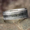 Tungsten Men's Wedding Band With Meteorite & Onyx -Johan Jewelry Shop E2738ArtCropped 3