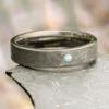 Meteorite Wedding Band In Titanium With Opal Gemstone -Johan Jewelry Shop E2859ArtCropped 2 4