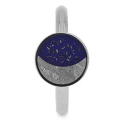 Starry Night Ring With Meteorite Moon And Blue Stardust -Johan Jewelry Shop E293205 2024 2
