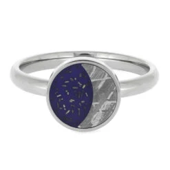 Starry Night Ring With Meteorite Moon And Blue Stardust -Johan Jewelry Shop E293205 2024 5