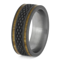Celtic Men's Wedding Band With Oak Wood -Johan Jewelry Shop E2 2464 Zelazny 2.5