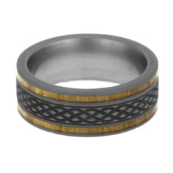 Celtic Men's Wedding Band With Oak Wood -Johan Jewelry Shop E2 2464 Zelazny 4