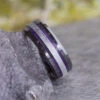 Purple Men's Wedding Band With Wood & Meteorite 1 Purple Men's Wedding Band With Wood & Meteorite -Johan Jewelry Shop E2 2548 Art