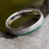 Green Wood & Meteorite Wedding Band, 4mm Ring -Johan Jewelry Shop E2 2592 Carrillo Art 21