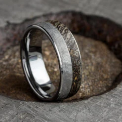 Tungsten Ring With Meteorite & Fossilized Dinosaur Bone -Johan Jewelry Shop E2 2605 Carmody Art 7