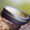 Wood & Meteorite Men's Wedding Band In Sandblasted Titanium 1 Wood & Meteorite Men's Wedding Band In Sandblasted Titanium -Johan Jewelry Shop E2 2608 Art Stacked 1