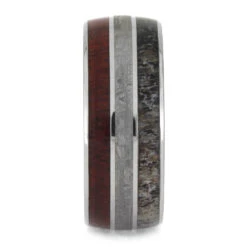 Men's Wedding Band With Wood, Meteorite & Antler 7 Men's Wedding Band With Wood, Meteorite & Antler -Johan Jewelry Shop E2 2612 Leatherman 2