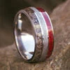 Men's Wedding Band With Wood, Meteorite & Antler -Johan Jewelry Shop E2 2612 Leatherman Art 1