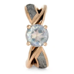 Moonstone & Meteorite Engagement Ring With Twist Design -Johan Jewelry Shop E2 2632 Huerta 2