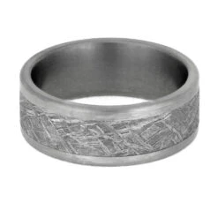 Wide Titanium Men's Wedding Band With Authentic Meteorite -Johan Jewelry Shop E2 3631 McLeod 4