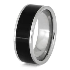 Vinyl Record Ring, Titanium Wedding Band With Vinyl LP Inlay 12 Vinyl Record Ring, Titanium Wedding Band With Vinyl LP Inlay -Johan Jewelry Shop E2 3838 Vinyl Record Ring 1.5