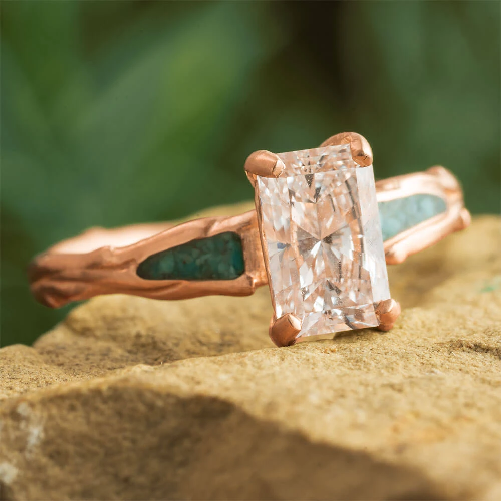 Alternative Engagement Ring With Turquoise And Rose Gold 3 Alternative Engagement Ring With Turquoise And Rose Gold