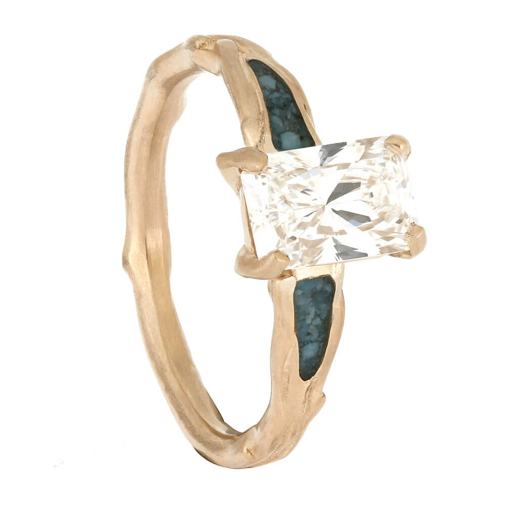 Alternative Engagement Ring With Turquoise And Rose Gold 4 Alternative Engagement Ring With Turquoise And Rose Gold - Image 2