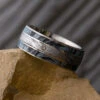 White Sapphire Ring With Mokume Composite And Meteorite 2 White Sapphire Ring With Mokume Composite And Meteorite -Johan Jewelry Shop E3171ArtCropped 2 3