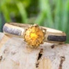 Lotus Flower Ring With Yellow Sapphire And Meteorite In Polished Gold 2 Lotus Flower Ring With Yellow Sapphire And Meteorite In Polished Gold -Johan Jewelry Shop E3185WGArtCropped 2