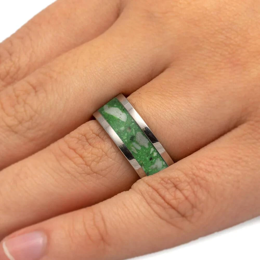 Glow In The Dark Titanium Memorial Ring With Ashes 8 Glow In The Dark Titanium Memorial Ring With Ashes - Image 6